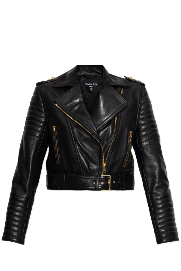 Black Leather jacket Balmain - Vitkac AS